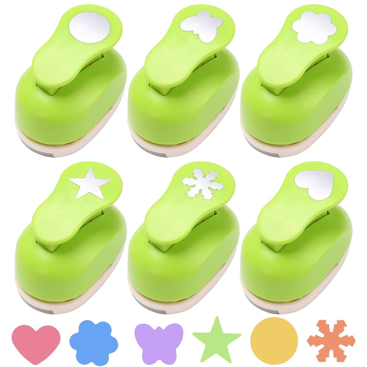 Craft Paper Punch Set – Circle, Heart, Star, Snowflake, Flower & Butterfly for Scrapbooking, DIY & Card Making